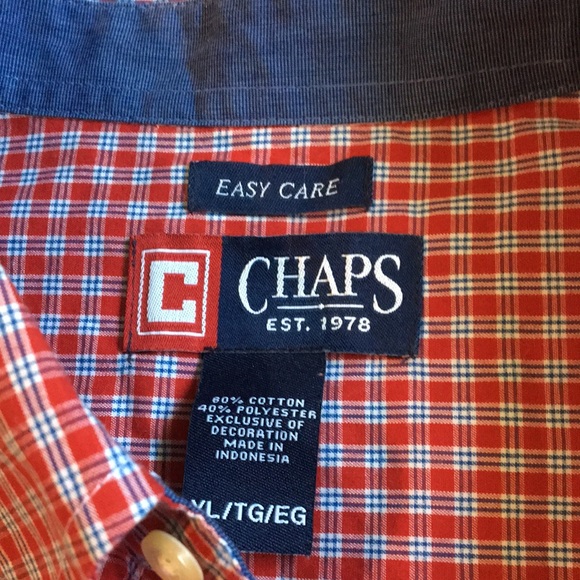 Chaps red plaid button down, men’s XL - Picture 2 of 5